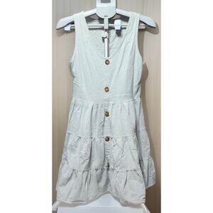 Halife Girl's Small Long Dress Misty Green With Button Accents Soft Lightweight